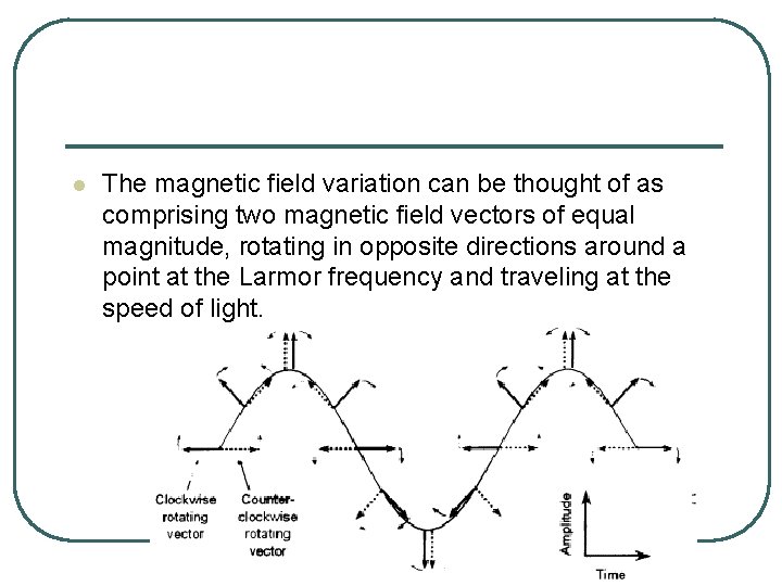 l The magnetic field variation can be thought of as comprising two magnetic field