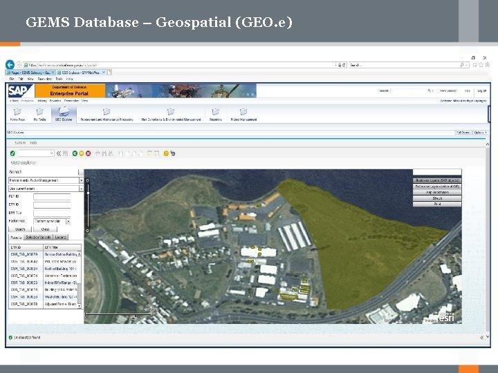 GEMS Database – Geospatial (GEO. e) 