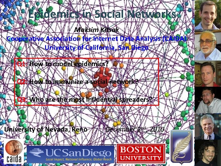 Epidemics in Social Networks Maksim Kitsak Cooperative Association for Internet Data Analysis (CAIDA) University