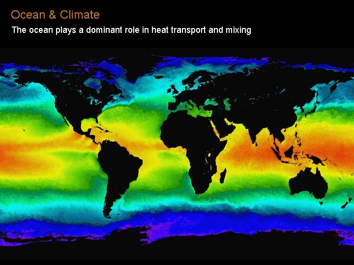 Ocean & Climate The ocean plays a dominant role in heat transport and mixing Ocean & Climate The ocean plays a dominant role in heat transport and mixing