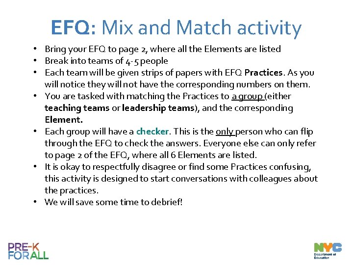 EFQ: Mix and Match activity • Bring your EFQ to page 2, where all