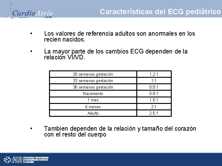 Características del ECG pediátrico • Los valores de referencia adultos son anormales en los