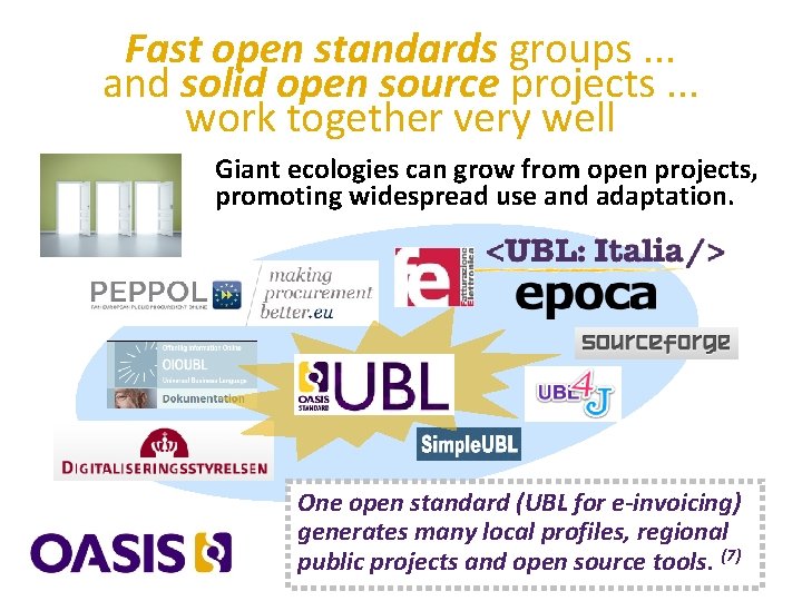 Fast open standards groups. . . and solid open source projects. . . work