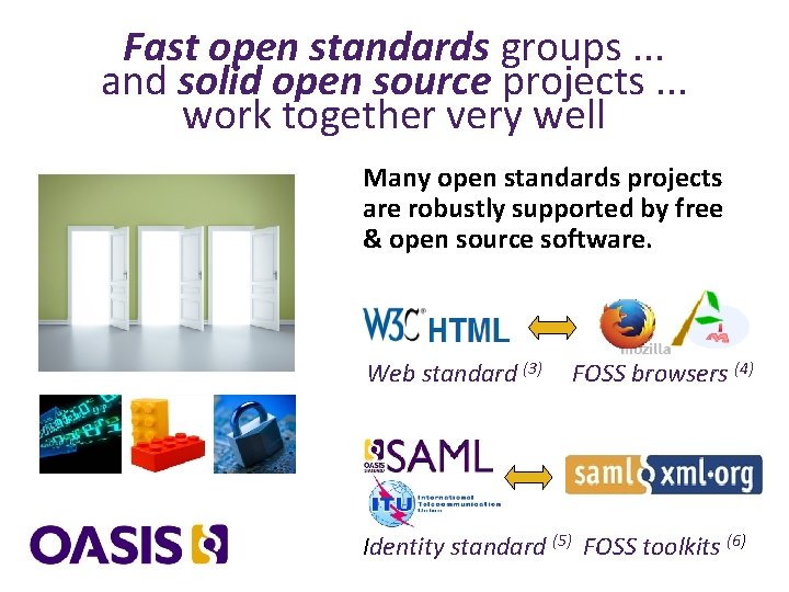 Fast open standards groups. . . and solid open source projects. . . work