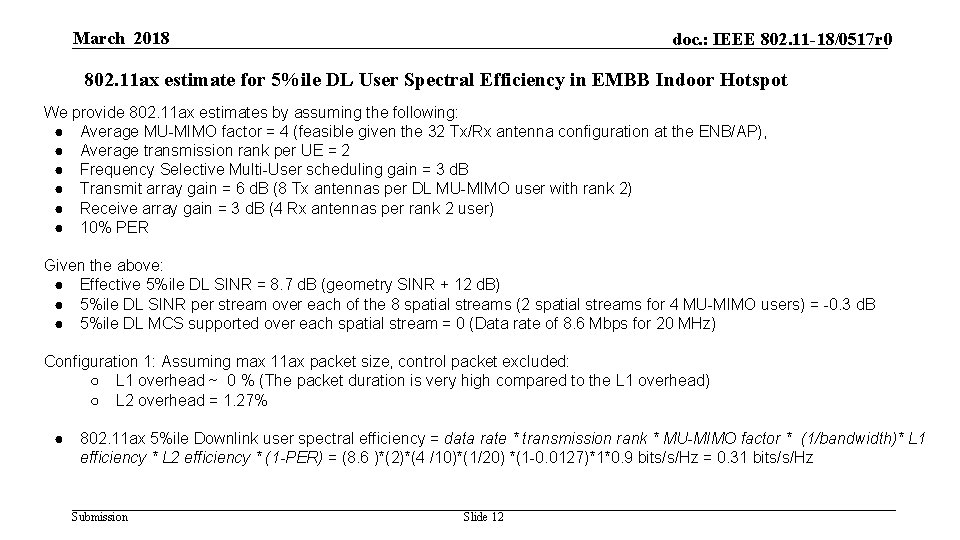 March 2018 doc. : IEEE 802. 11 -18/0517 r 0 802. 11 ax estimate