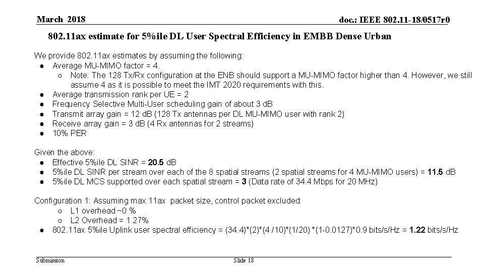 March 2018 doc. : IEEE 802. 11 -18/0517 r 0 802. 11 ax estimate