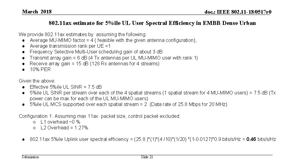 March 2018 doc. : IEEE 802. 11 -18/0517 r 0 802. 11 ax estimate