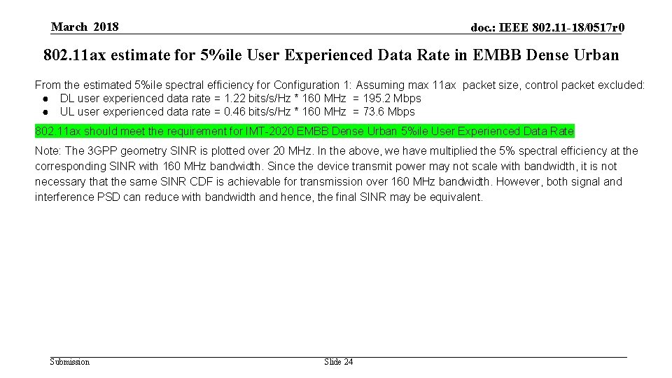 March 2018 doc. : IEEE 802. 11 -18/0517 r 0 802. 11 ax estimate