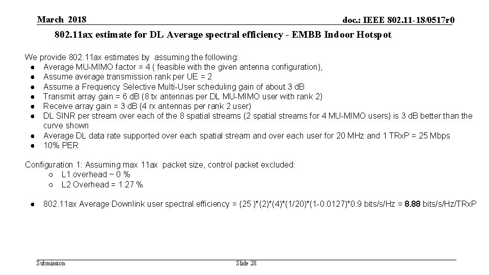 March 2018 doc. : IEEE 802. 11 -18/0517 r 0 802. 11 ax estimate