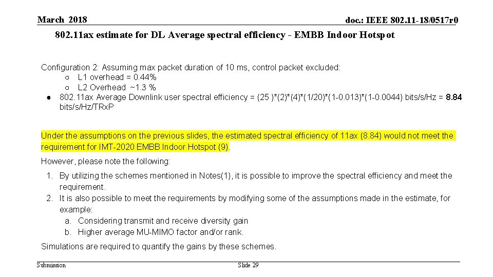 March 2018 doc. : IEEE 802. 11 -18/0517 r 0 802. 11 ax estimate