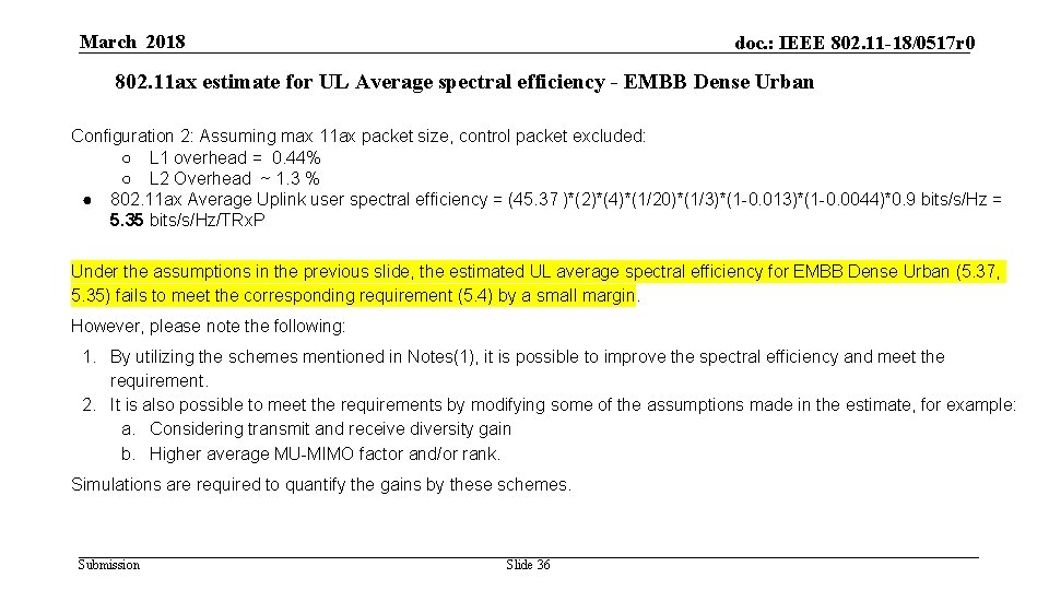 March 2018 doc. : IEEE 802. 11 -18/0517 r 0 802. 11 ax estimate