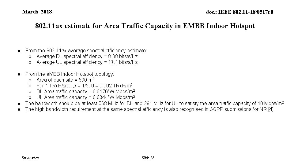 March 2018 doc. : IEEE 802. 11 -18/0517 r 0 802. 11 ax estimate