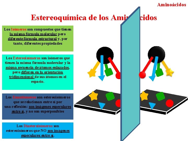 Aminoácidos Estereoquímica de los Aminoácidos Los Isómeros son compuestos que tienen la misma fórmula