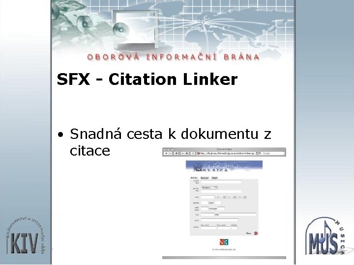 SFX - Citation Linker • Snadná cesta k dokumentu z citace 