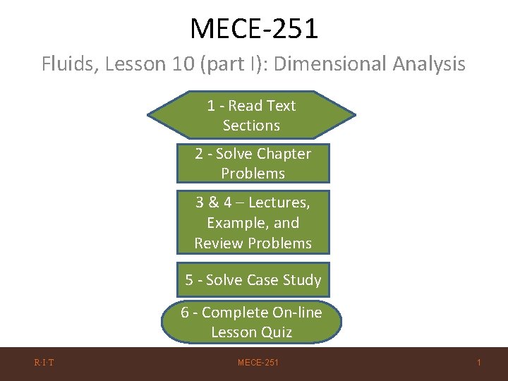 MECE-251 Fluids, Lesson 10 (part I): Dimensional Analysis 1 - Read Text Sections 2