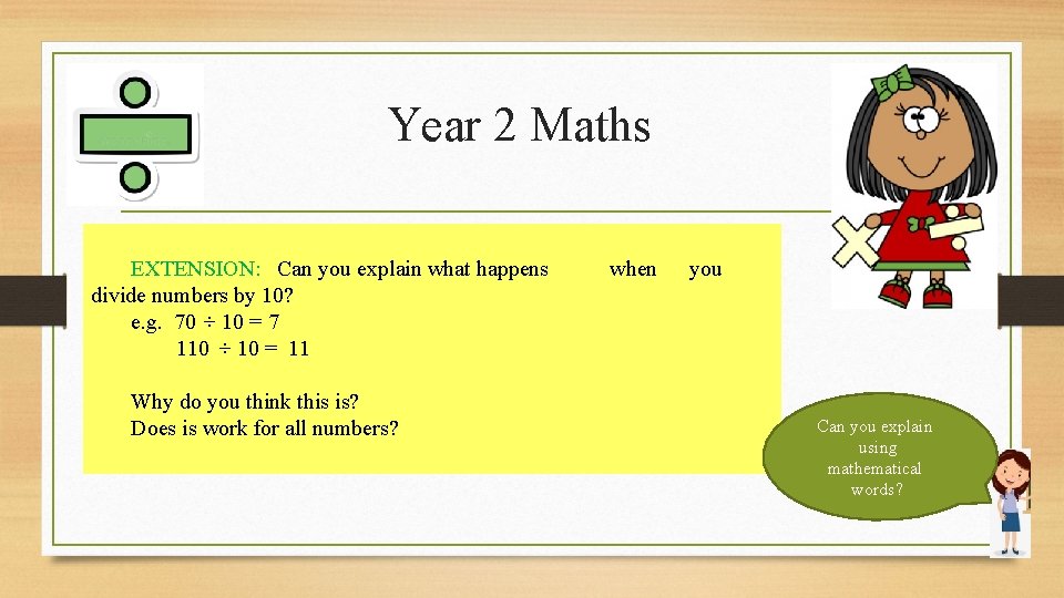 Year 2 Maths EXTENSION: Can you explain what happens divide numbers by 10? e.