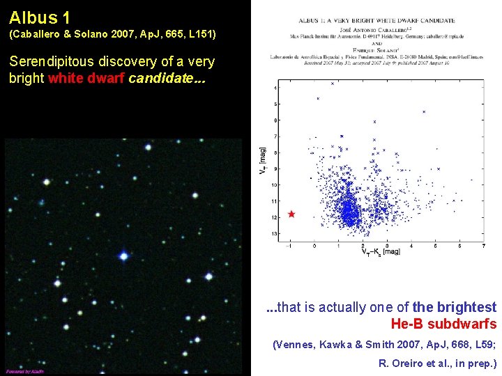 Albus 1 (Caballero & Solano 2007, Ap. J, 665, L 151) Serendipitous discovery of