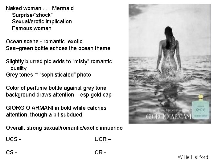 Naked woman. . . Mermaid Surprise/”shock” Sexual/erotic implication Famous woman Ocean scene - romantic,