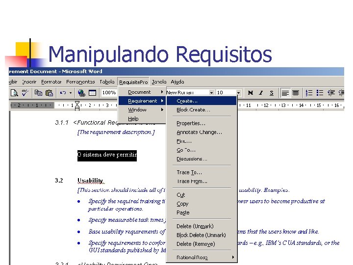 Manipulando Requisitos 