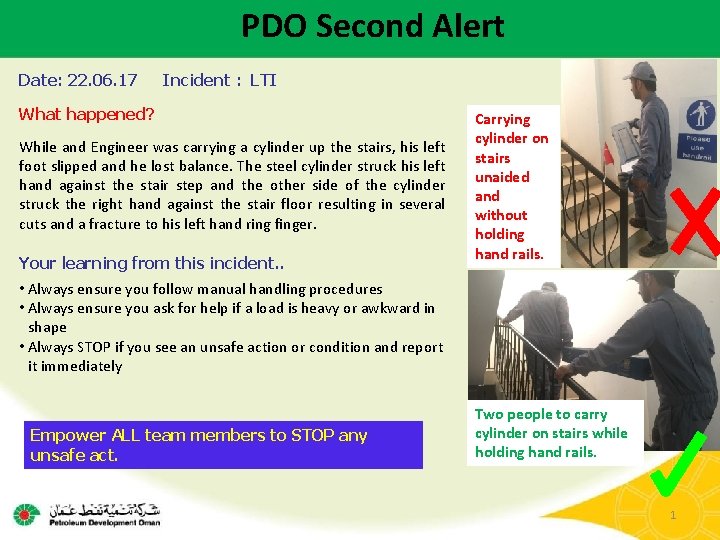 PDO Second Alert Date: 22. 06. 17 Incident : LTI What happened? While and