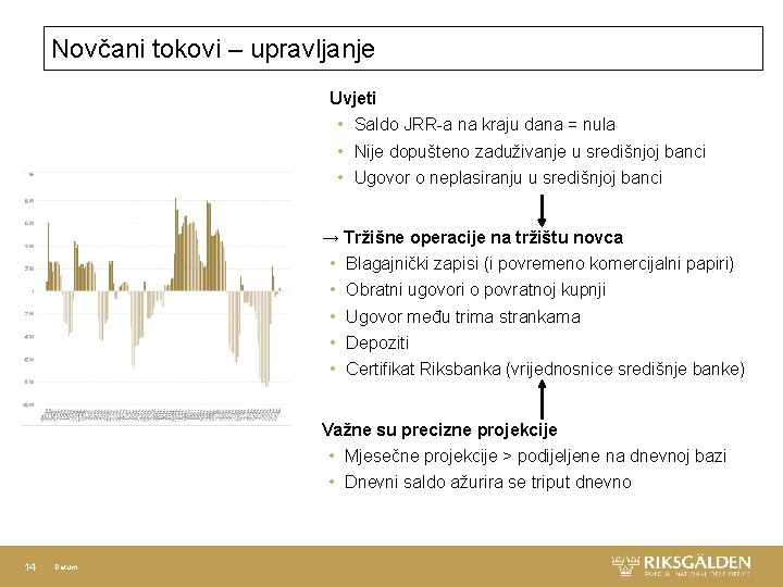 Novčani tokovi – upravljanje Uvjeti • Saldo JRR-a na kraju dana = nula Novčani tokovi – upravljanje Uvjeti • Saldo JRR-a na kraju dana = nula