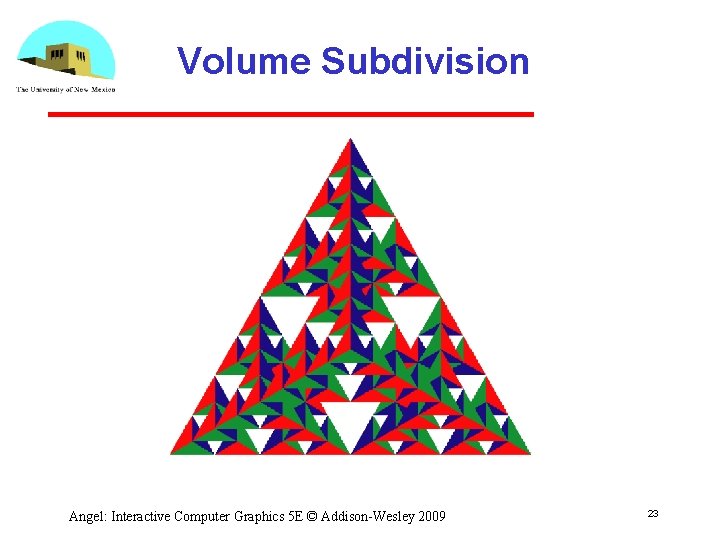 Volume Subdivision Angel: Interactive Computer Graphics 5 E © Addison-Wesley 2009 23 