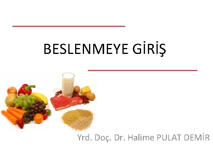 BESLENMEYE GİRİŞ Yrd. Doç. Dr. Halime PULAT DEMİR 