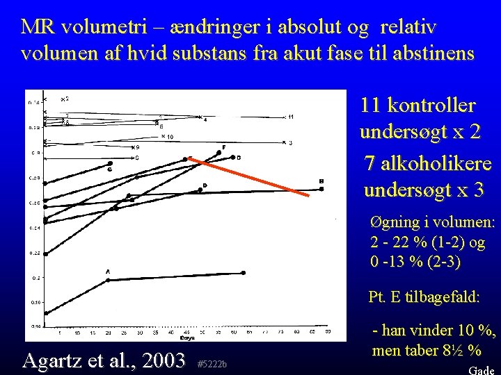 MR volumetri – ændringer i absolut og relativ volumen af hvid substans fra akut