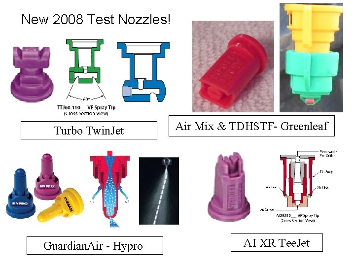 New 2008 Test Nozzles! Turbo Twin. Jet Guardian. Air - Hypro Air Mix &