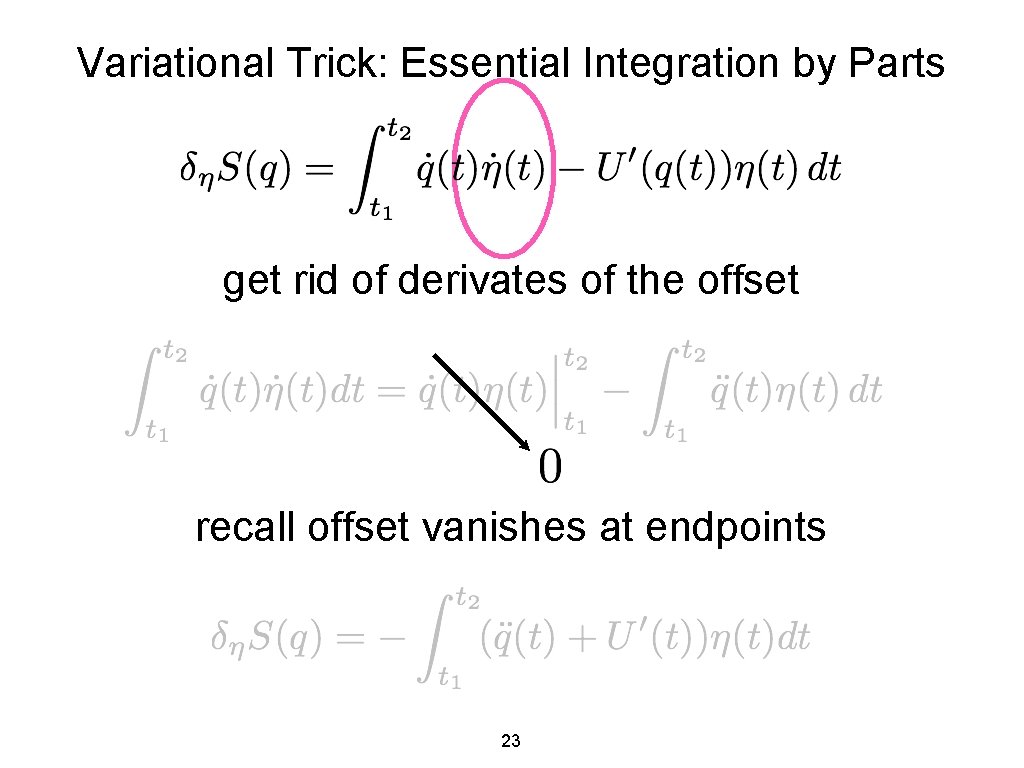 Variational Trick: Essential Integration by Parts get rid of derivates of the offset recall