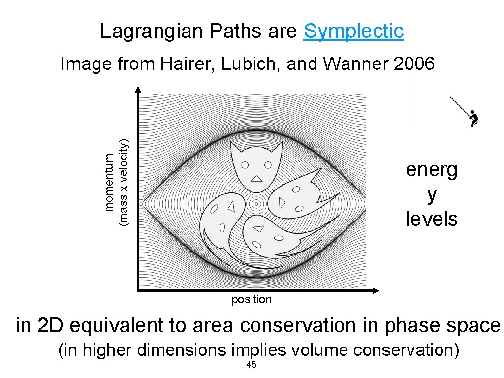 Lagrangian Paths are Symplectic momentum (mass x velocity) Image from Hairer, Lubich, and Wanner