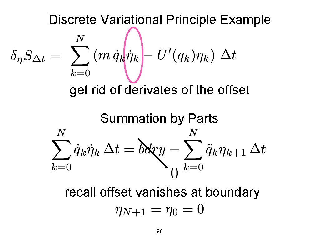 Discrete Variational Principle Example get rid of derivates of the offset Summation by Parts