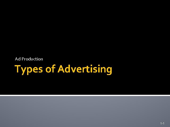 Ad Production Types of Advertising 1 -1 