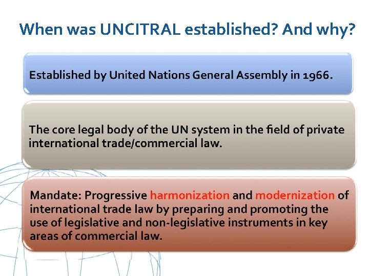 When was UNCITRAL established? And why? UNCITRAL 