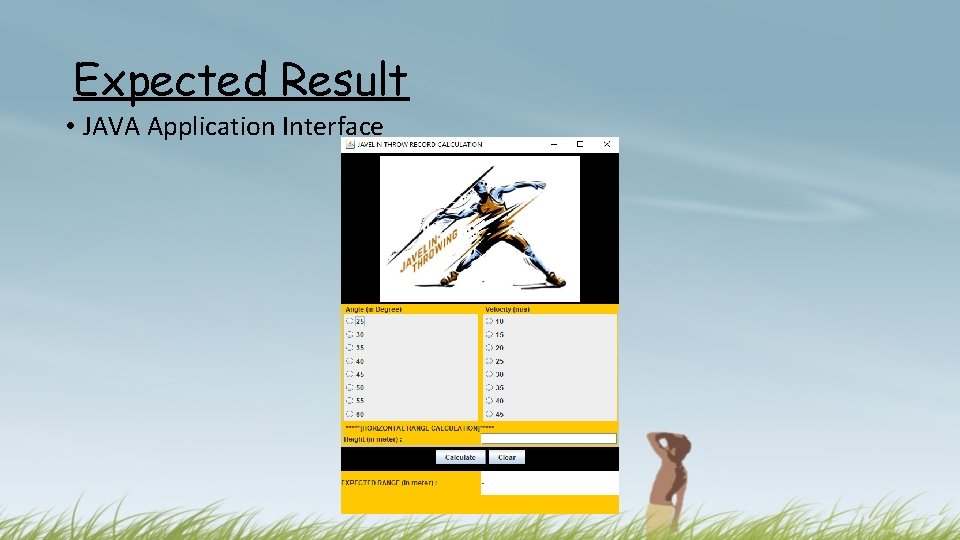 Expected Result • JAVA Application Interface 