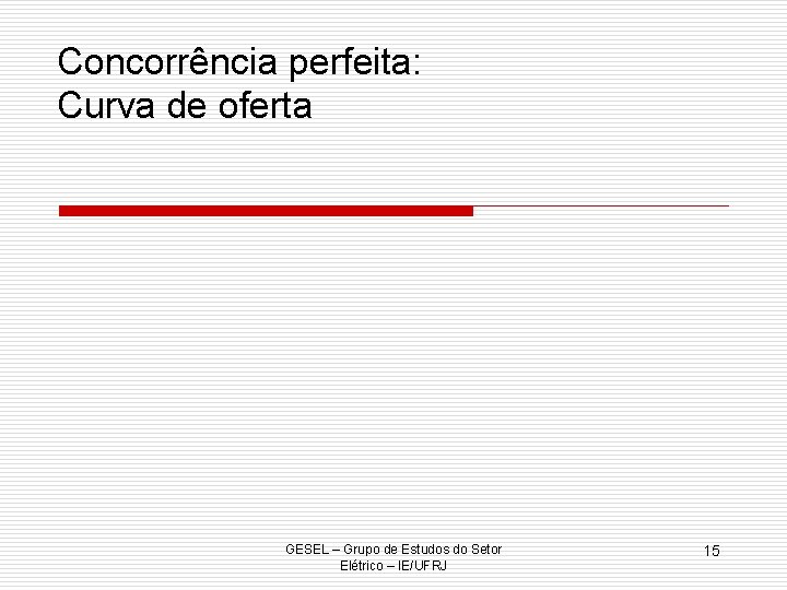 Concorrência perfeita: Curva de oferta GESEL – Grupo de Estudos do Setor Elétrico –