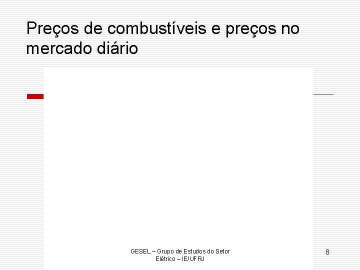 Preços de combustíveis e preços no mercado diário GESEL – Grupo de Estudos do