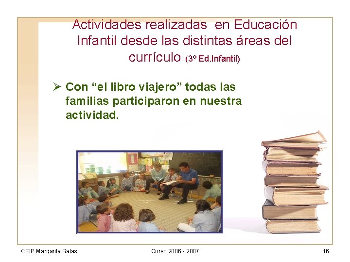 Actividades realizadas en Educación Infantil desde las distintas áreas del currículo (3º Ed. Infantil)