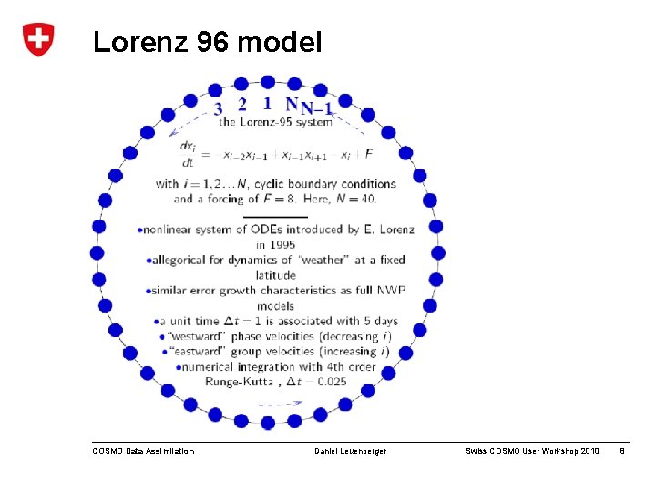 Lorenz 96 model COSMO Data Assimilation Daniel Leuenberger Swiss COSMO User Workshop 2010 8
