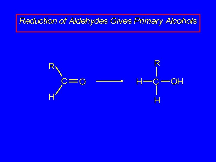Reduction of Aldehydes Gives Primary Alcohols R R C H O H C H