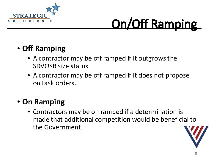 STRATEGIC ACQUISITION CENTER On/Off Ramping • Off Ramping • A contractor may be off STRATEGIC ACQUISITION CENTER On/Off Ramping • Off Ramping • A contractor may be off