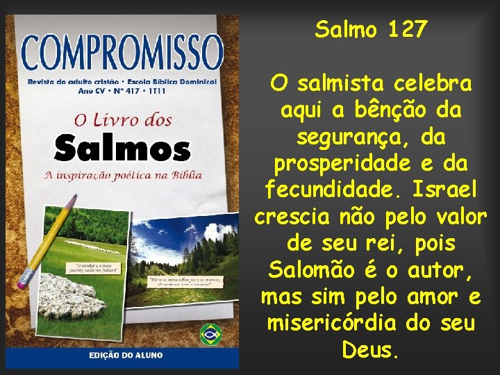 Salmo 127 O salmista celebra aqui a bênção da segurança, da prosperidade e da