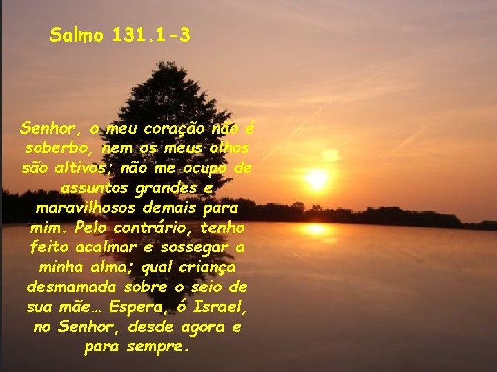 Comentários ao Salmo 81 Salmo 131. 1 -3 1º. Primeiramente ele convida o povo