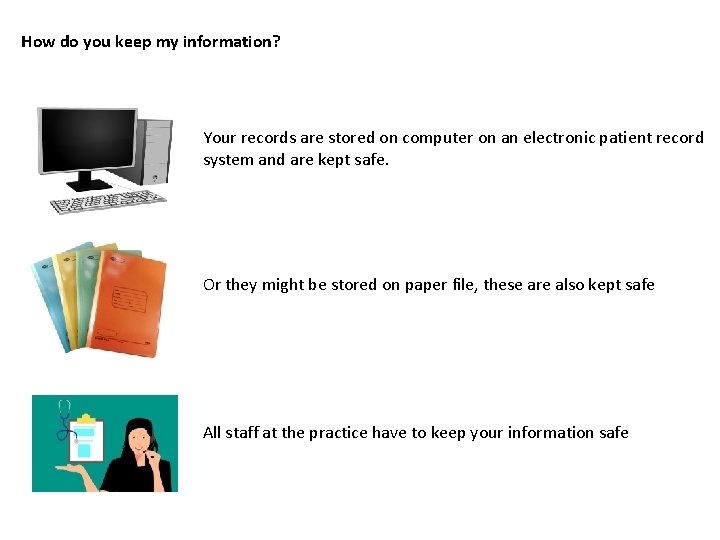 How do you keep my information? Your records are stored on computer on an