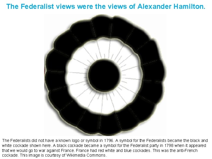 The Federalist views were the views of Alexander Hamilton. The Federalists did not have