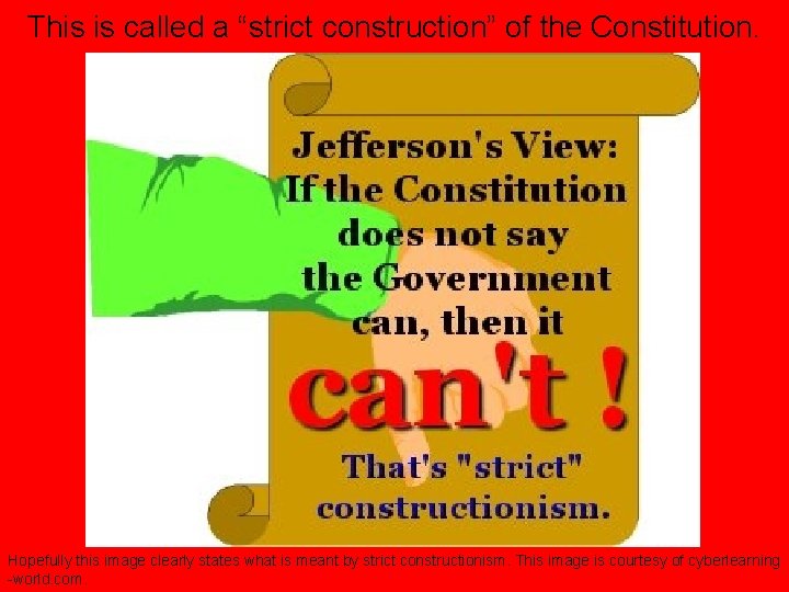 This is called a “strict construction” of the Constitution. Hopefully this image clearly states