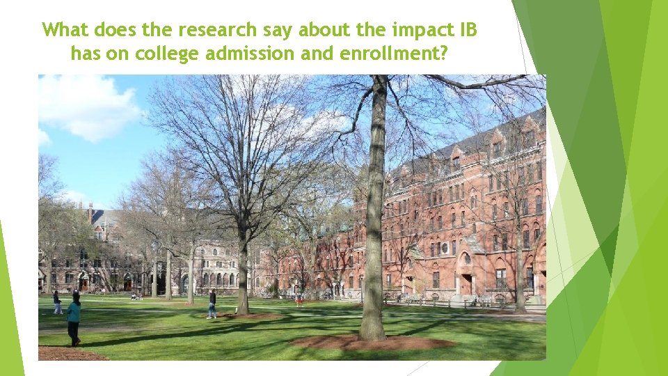 What does the research say about the impact IB has on college admission and