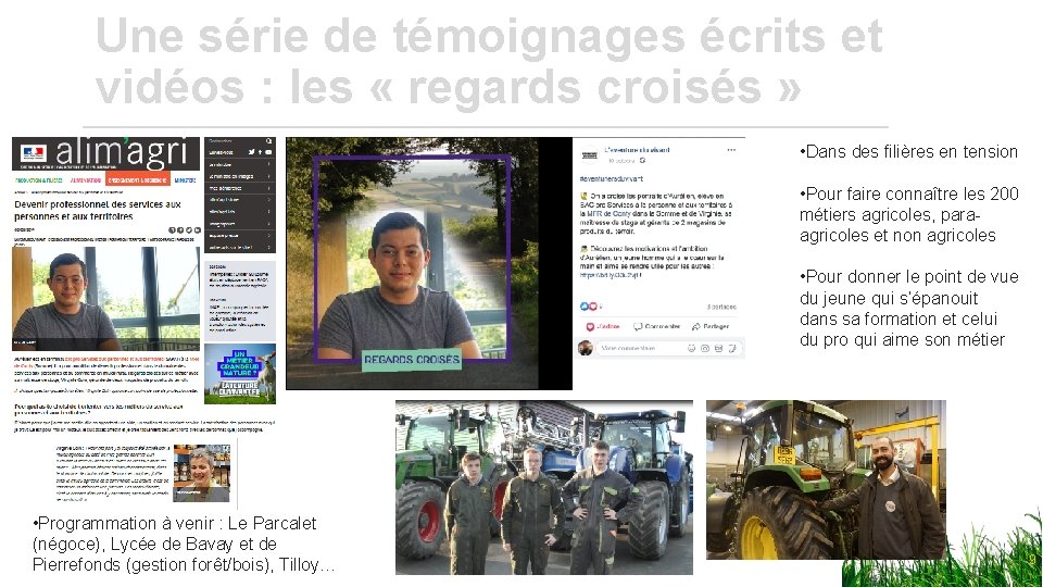 Une série de témoignages écrits et vidéos : les « regards croisés » •