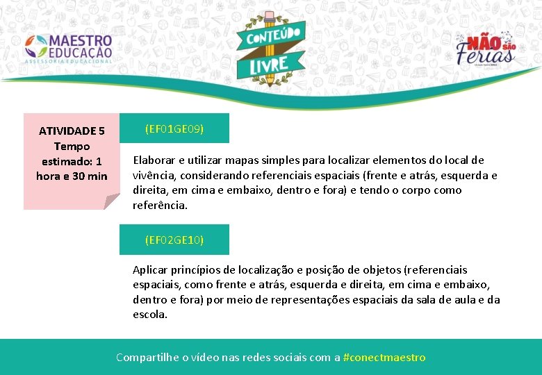 ATIVIDADE 5 Tempo estimado: 1 hora e 30 min (EF 01 GE 09) Elaborar