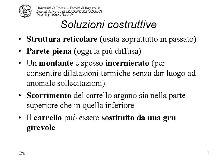 Universit di Trieste Facolt di Ingegneria Lezioni del